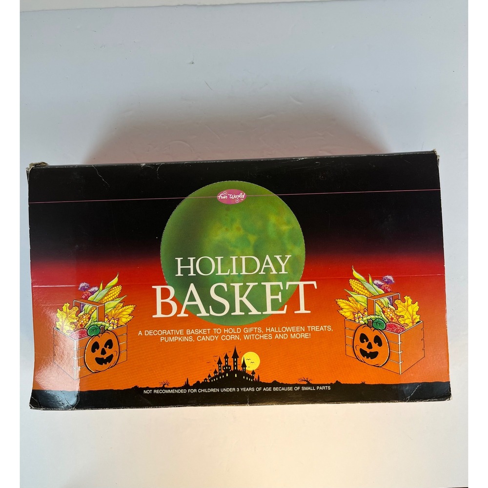 Fun World Halloween Holiday Basket Mini Wooden Crate Set 12pc Vintage Decor Gift